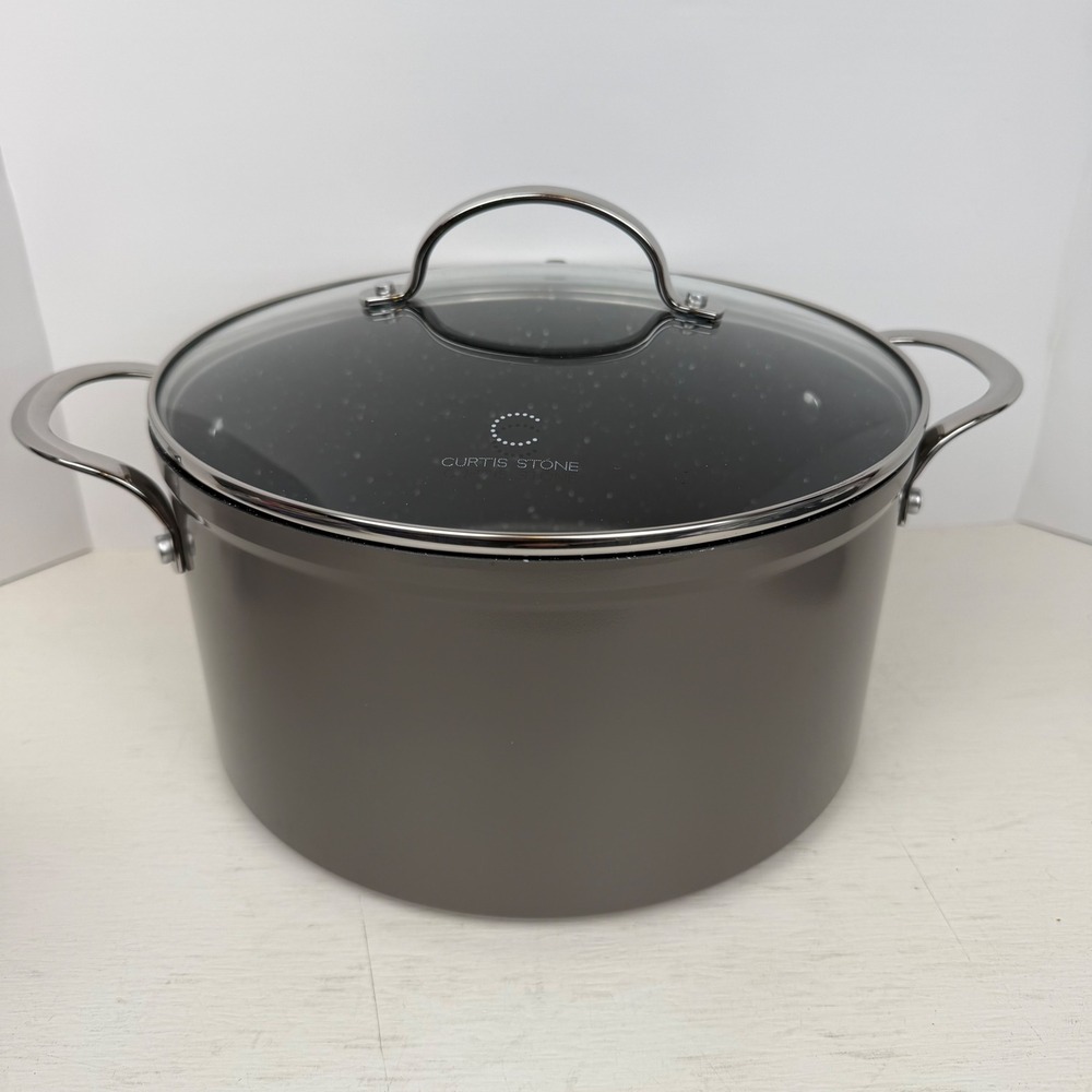 Curtis Stone 6QT Stockpot Dura-Pan Nonstick Induction Base Gray with Lid